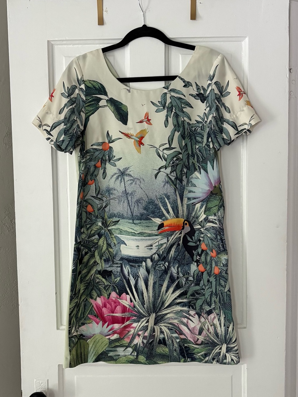 H&M Tropical Print Short Sleeve Dress Size 8